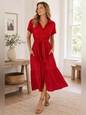 boden laurie linen dress Boden Laurie 100% Linen Shift Dress in Plum Blossom Tropical Flora 16/18L